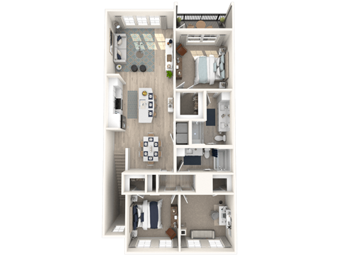 Floor plan for 3 beds, 2 baths, 1361 sqft